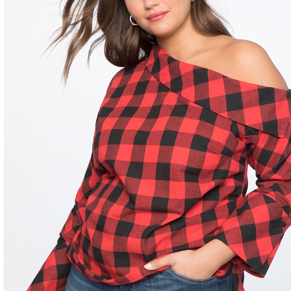 Buffalo Plaid scoop neck